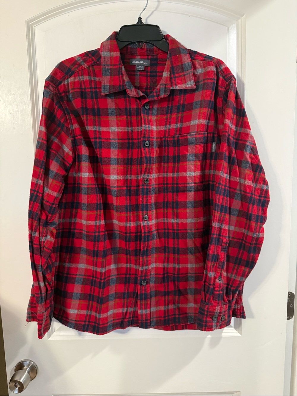 Eddie Bauer Red Plaid Button-Down Shirt - Men's Casual